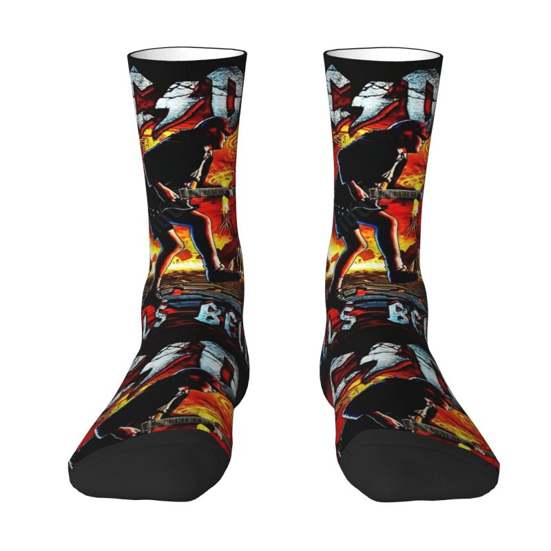 Funny Rock AC DC Socks Men Women Warm 3D Print Heavy Metal Music Band Football Sports Socks