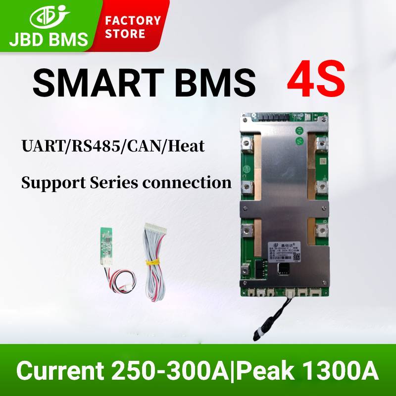 JBD Smart BMS 4S Lifepo4 300A Lithium 4S 250A 12V Balance Board BMS With UART RS485 CAN BT Heat Functtion 3NTC For E-bike