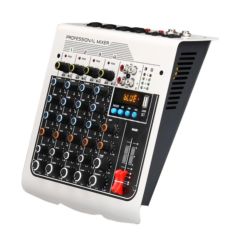 Sound Mixing Console Bluetooth USB Record Computer 48V Phantom Power Delay Repaeat Effect 4 Channels USB KTV Audio Mixer MIX400