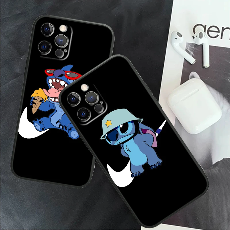 Fashion Stitch Logo For Apple iPhone 14 13 12 11 X XS XR 8 7 6 Pro Plus Max Mini 5 SE Black Phone