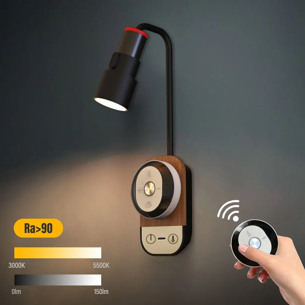 LED Reading Wall Light with Remote Control Touch Dimmable USB Charging Desk Lamp Night Light for