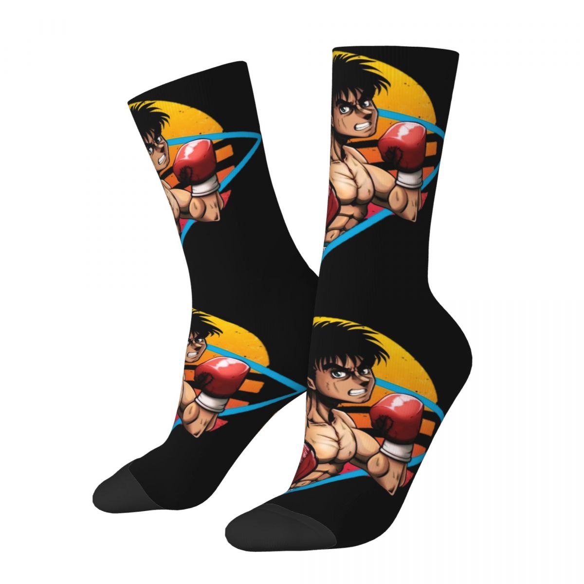 Male Retro Kamogawa Boxing Socks Soft Casual Hajime no Ippo Japanese Manga Socks Novelty Accessories Middle TubeSocks Best Gift