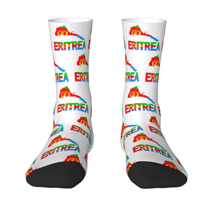 Harajuku Eritrea Map Eritrean Flag Socks Women Men Warm 3D Printing Basketball Sports Socks