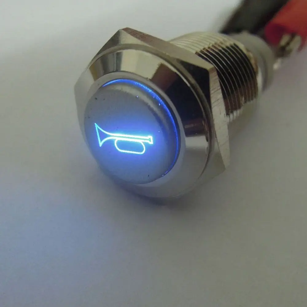 16mm LED Momentary Push Button Metal Switch Car Boat Speaker Bell Horn