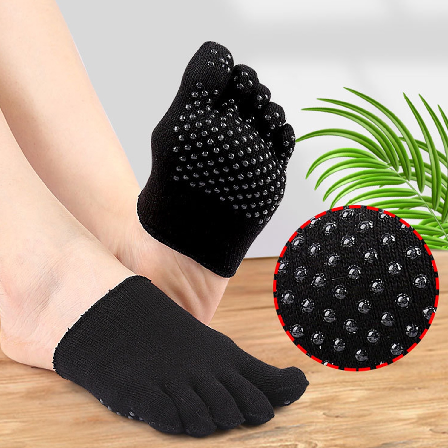 Summer Half Palm Five Fingers Socks Ladies Invisible Thin High Heel Front Foot Open Toe Socks Non Slip Shoes Liner