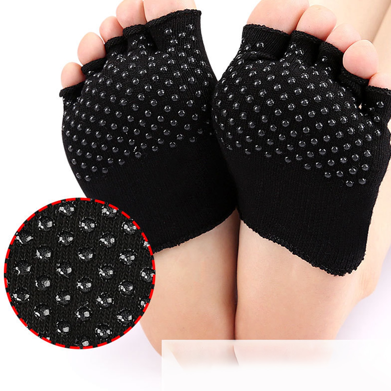 Women Sock Front Foot Half Invisible Sock Sleeve Open-toe Five-finger Sock Insole Cotton High-heeled Shoes Absorb Sweat Sock