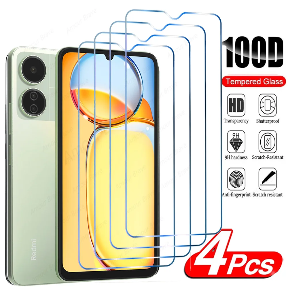 4PCS Screen Protector For Redmi 13C 10C A3 A1 Plus A2 10A 10 9T 9C 9A 9i 9 12C K60 Pro Tempered