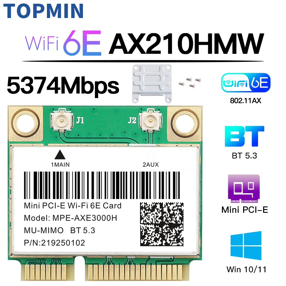 WiFi 6E AX210HMW Mini PCI-E Wifi Network Card Bluetooth 5.3 For AX210 Card 802.11AX Wireless Wi-Fi