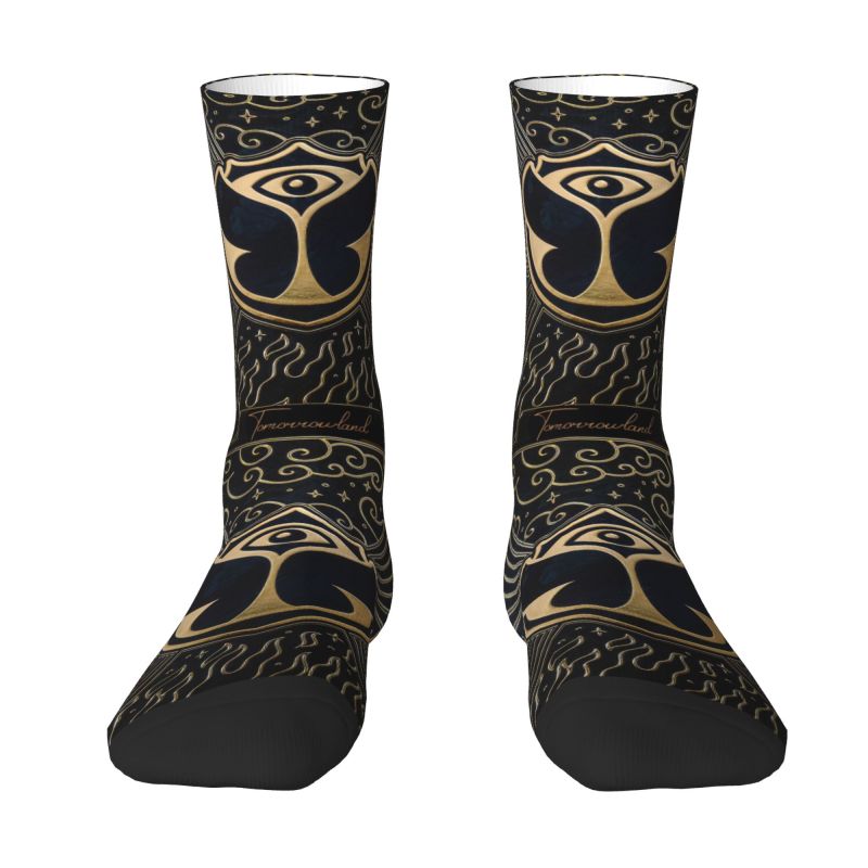Tomorrowland Mens Crew Socks Unisex Fun 3D Printing Belgian Electronic Dance Music Festival Dress Socks