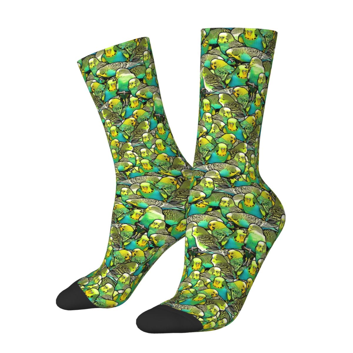 Funny Happy Men's compression Socks Budgie Pattern Vintage Harajuku Parrot Pet Bird Hip Hop Casual Crew Crazy Sock Gift Pri