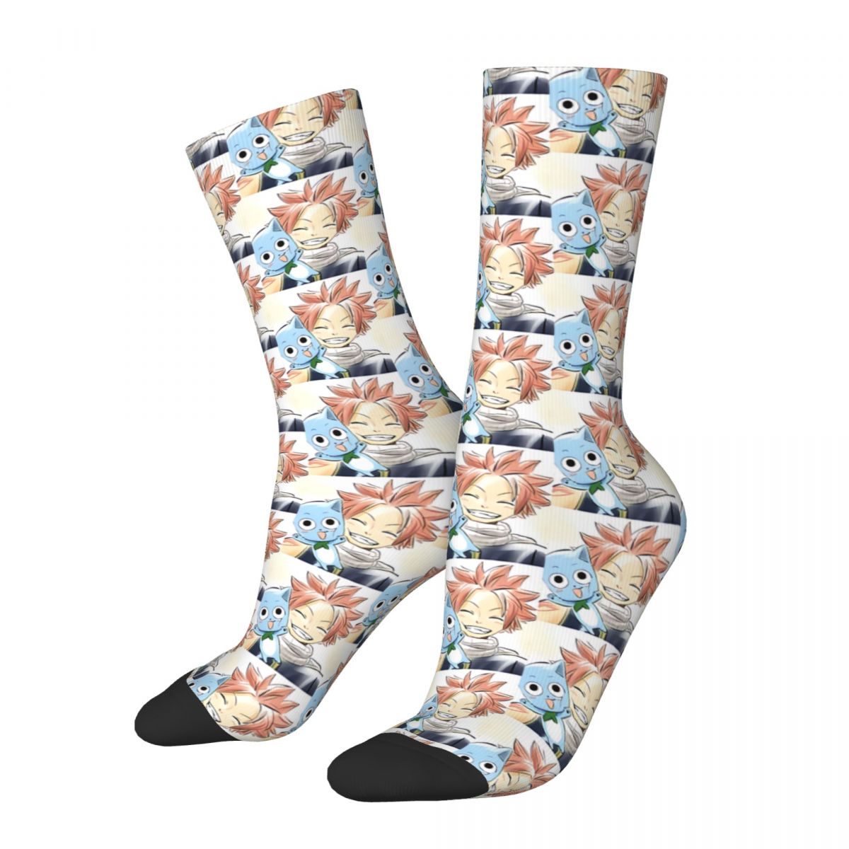 Funny Happy Sock for Men Fairy Tail Anime Vintage Anime Collage Quality Pattern Printed Crew Sock Casual Gift