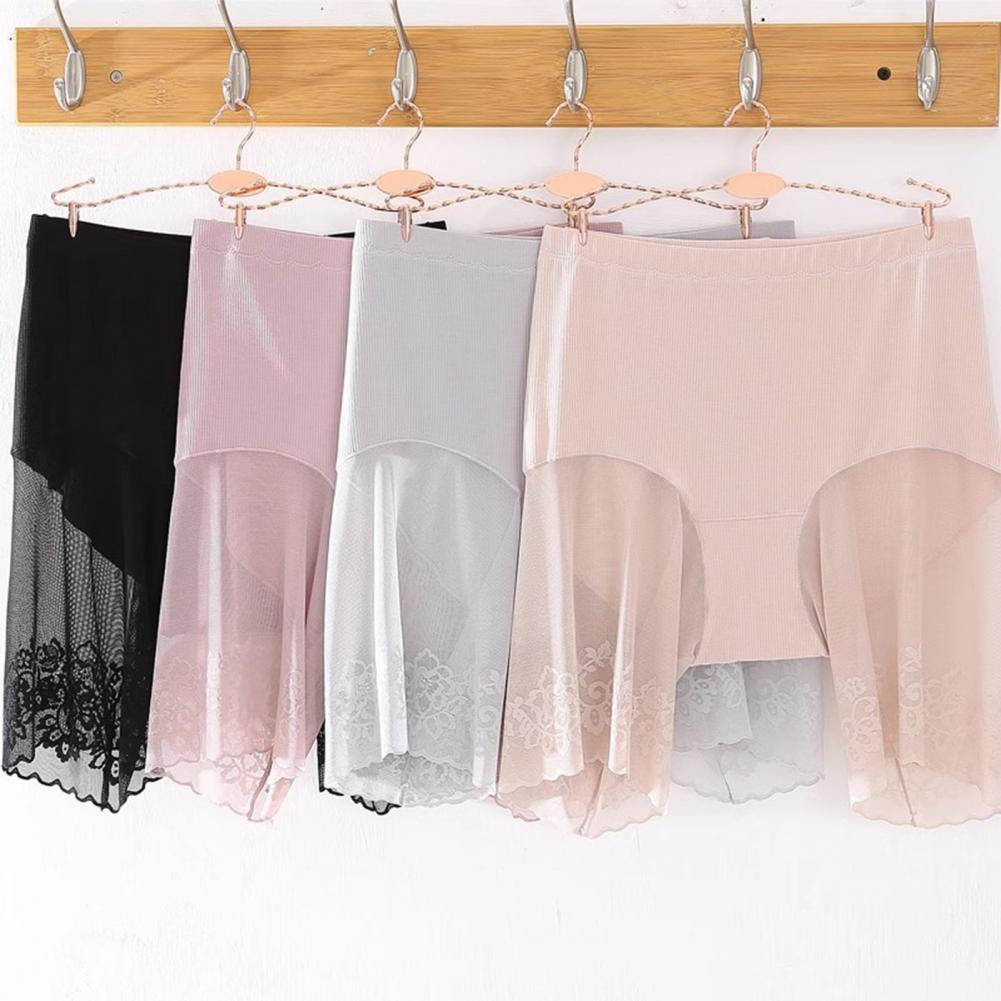 Women Lace Mesh Panties High Waist Lace Patchwork Ladies Safety Pants Anti-exposure Intimate Clothes for Women Underpants