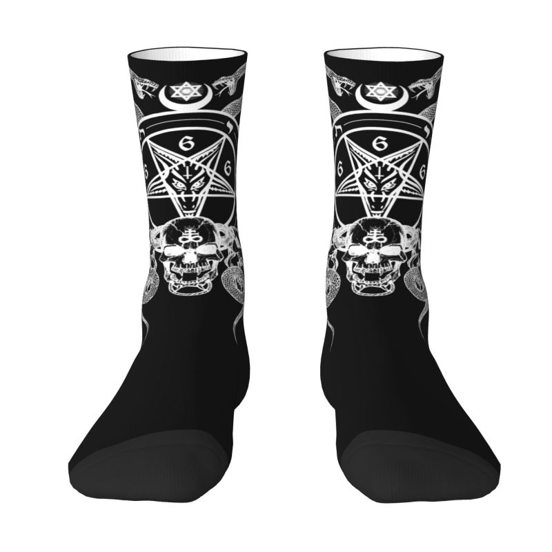 Sigil Of Baphomet Dress Socks for Men Women Warm Funny Novelty Demon Satan Pentagram Crew Socks