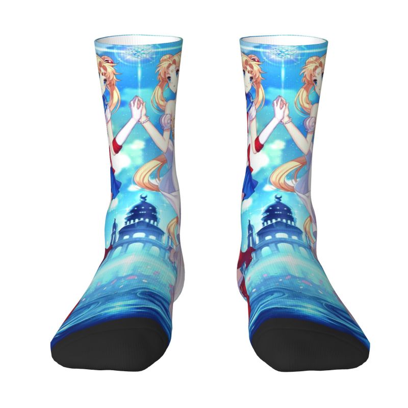 Cool Printing Super Moon Sailors Socks for Women Men Stretch Summer Autumn Winter Usagi Tsukino Crew Socks