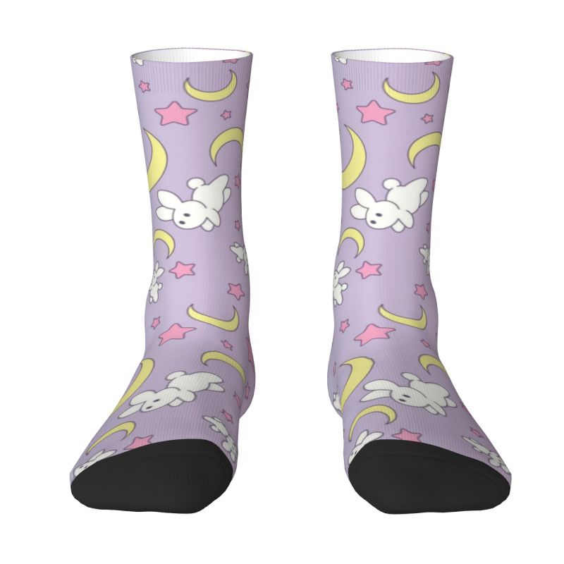 Fashion Men's Usagi Moon Sailors Pattern Dress Socks Unisex Warm Breathbale 3D Print Anime Manga Crew Socks