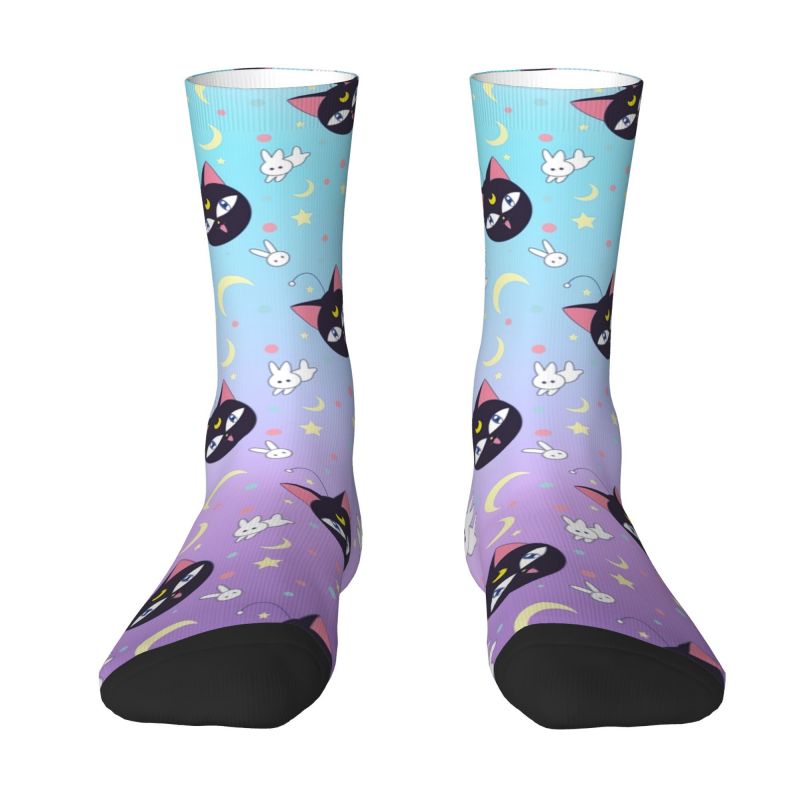 Moon Sailors Luna Pattern Mens Crew Socks Unisex Cute 3D Printing Anime Dress Socks