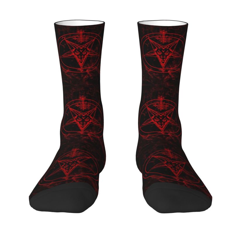 Baphomet Leviathan Cross Dress Socks Mens Womens Warm Funny Novelty Devil Satanic Crew Socks