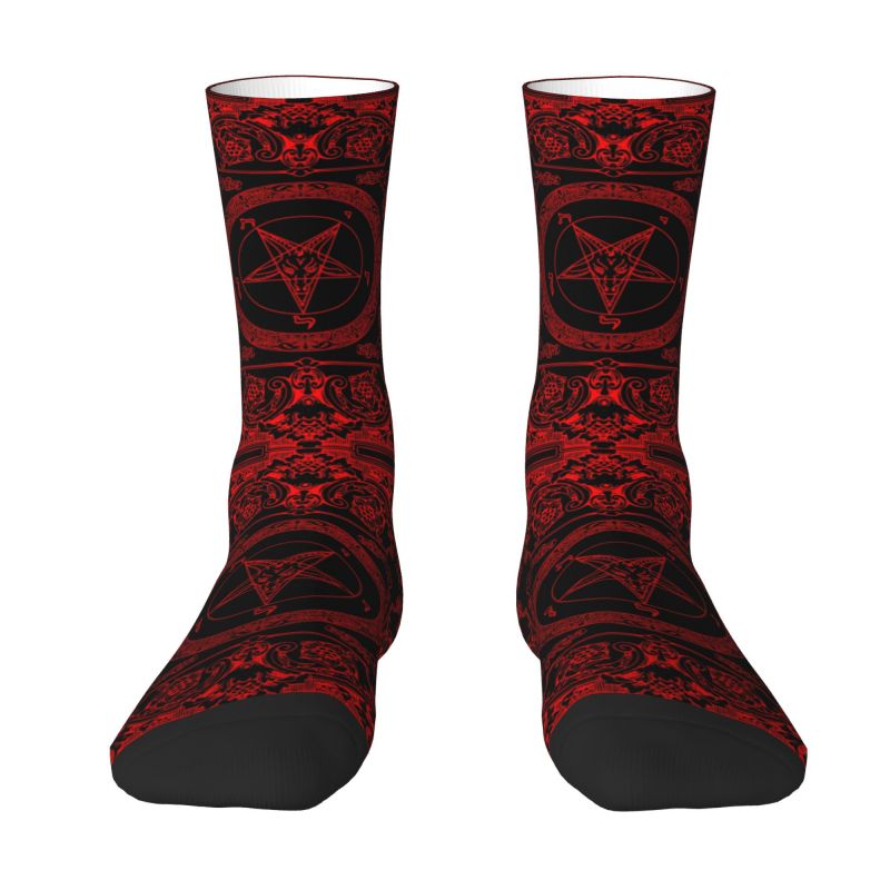 The Sabbatic Goat Baphomet Mens Crew Socks Unisex Kawaii Satanic Occult Pentagram Spring Summer Autumn Winter Dress Socks