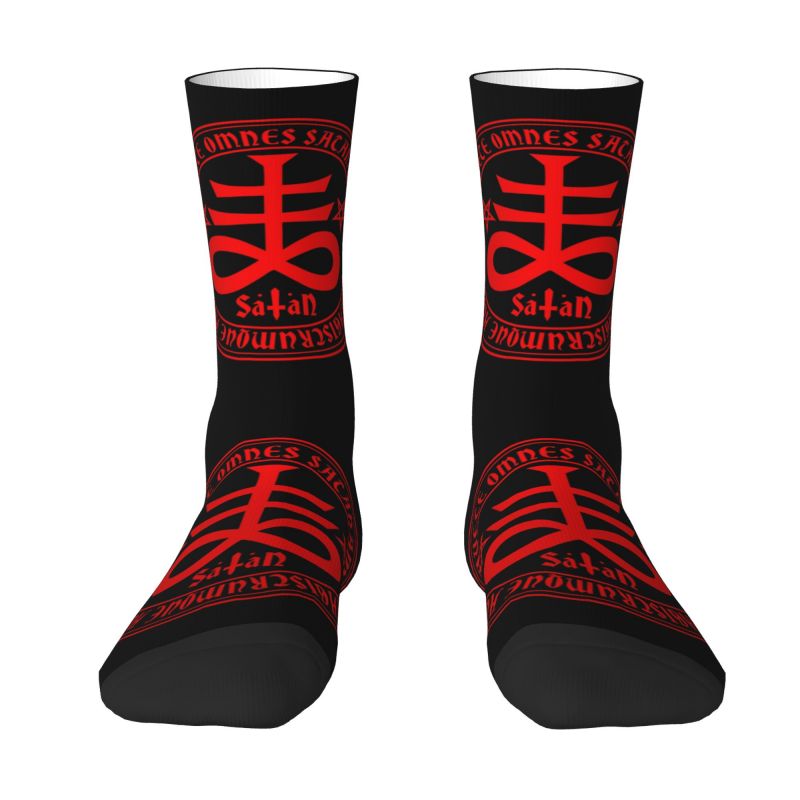 Hail Satan Satanic Cross Dress Socks Men Women Warm Fashion Novelty Devil Occult Crew Socks