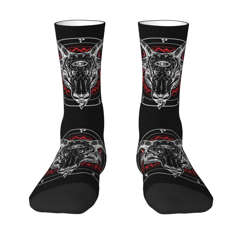 Satanic Goat Baphomet Lucifer Devil Dress Socks Mens Womens Warm Fashion Satan Crew Socks