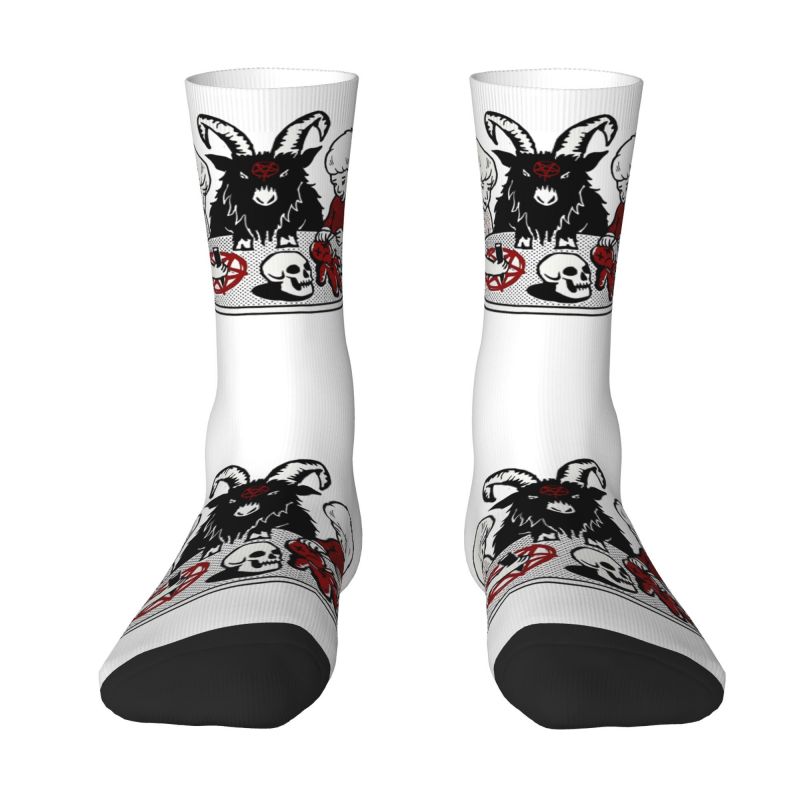 My Family And Devil Goat Men's Crew Socks Unisex Fashion Satanic Baphomet Spring Summer Autumn Winter Dress Socks