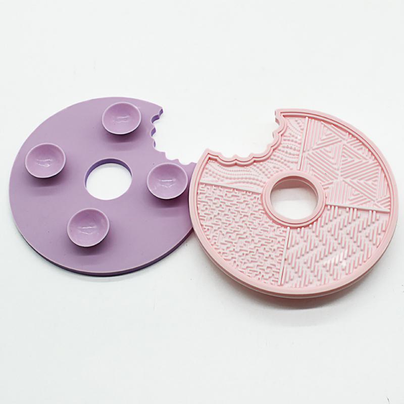 Multifunctional Wall Suction Silicone Biscuit Scrubbing Pad Makeup Brush Cleaning Tool Beauty Scrubber