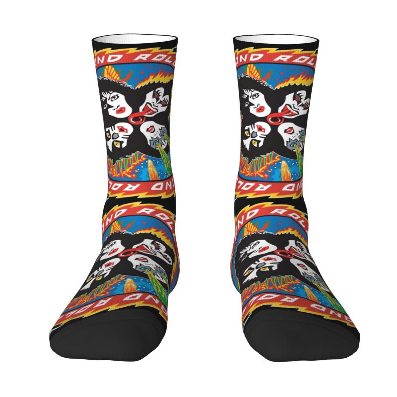 Music Rock Band Kiss Dress Socks Men's Women's Warm Fashion Novelty Demon Thriller Rock Crew Socks