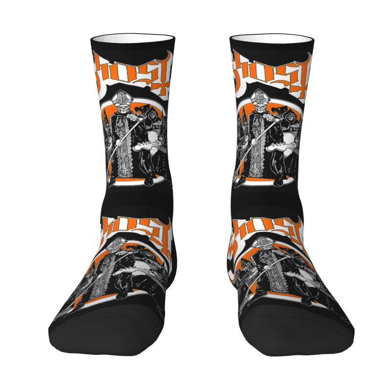 Ghost Halloween Vintage Mens Crew Socks Unisex Fun Heavy Metal Rock Band Spring Summer Autumn Winter Dress Socks