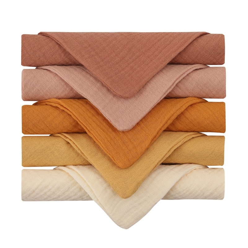 5pcs/set Baby Saliva Towel Soft Absorbent Gauze Cotton Baby Burp Cloth Washclot X90C