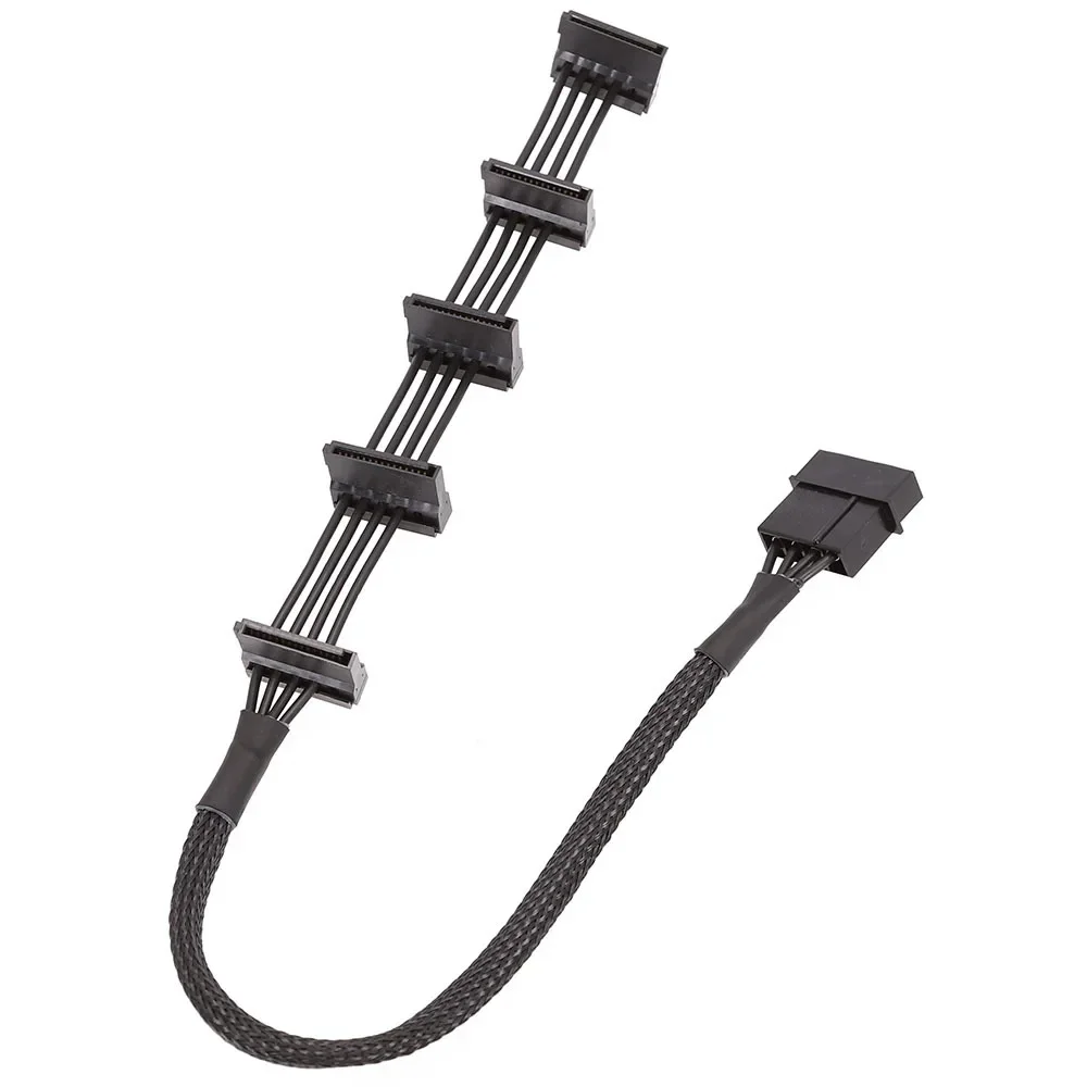 High Quality 1 Pcs Practical Durable PC Server 4 pins IDE Molex 1 to 5 SATA Power Cable Adapter