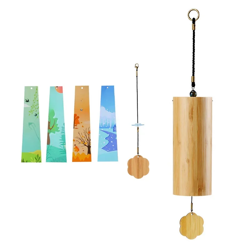 Hluru Windbell Bamboo Wind Chime 8 Tone Rods Windchimes Zen Meditation Craft Home Garden Patio