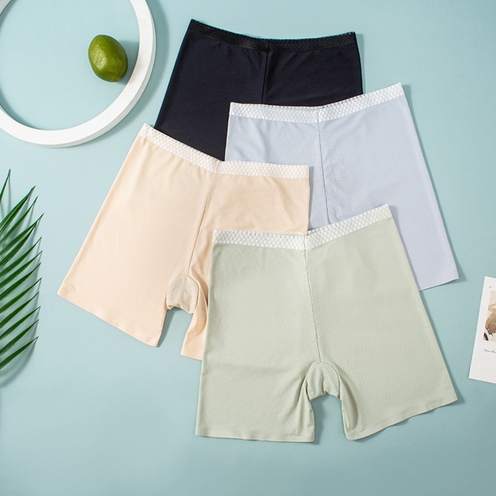 Cotton Crotch Graphene Breathable Seamless Summer Shorts Safety Short Pants Middle Waist Ice Silk Safety Shorts