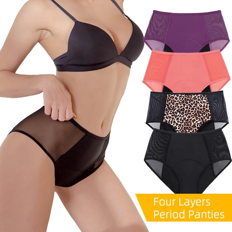 Period Panties Four-layer High-waisted Hollow Sexy Menstrual Leakage Aunt High Absorption Large Size