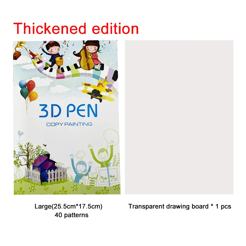 3D Printing Pen Drawing Book Reusable Colorful 22/40 Patterns Thick Paper Clear Plate Painting