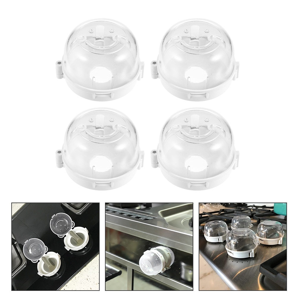 4 Pcs Gas Protection Cover Stove Knob Cooker Protector Home Baby Proof Covers Plastic