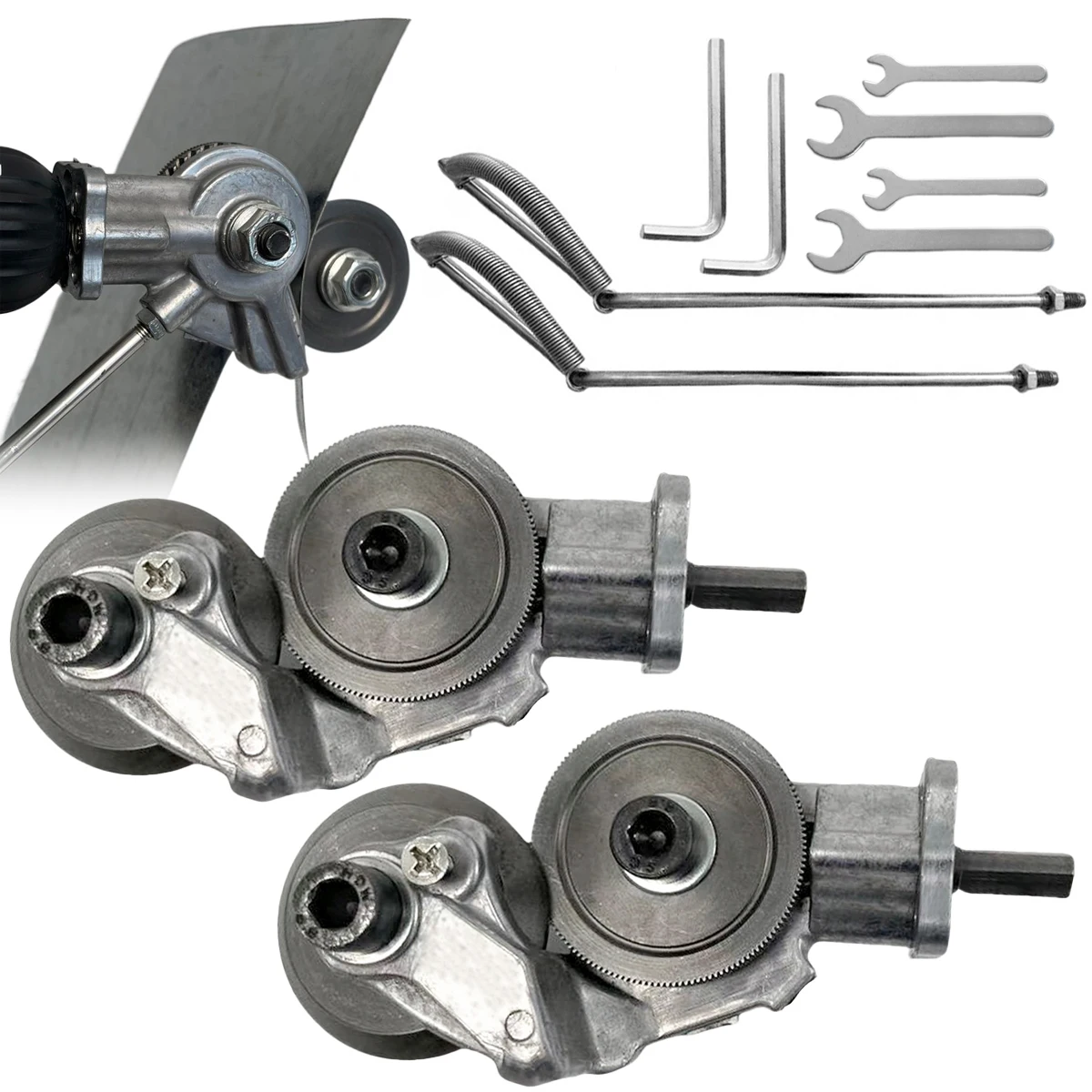 2Pc Electric Drill Cutter Attachment Metal Double Headed Sheet Cutting Tool Cut Plate Punch Shears