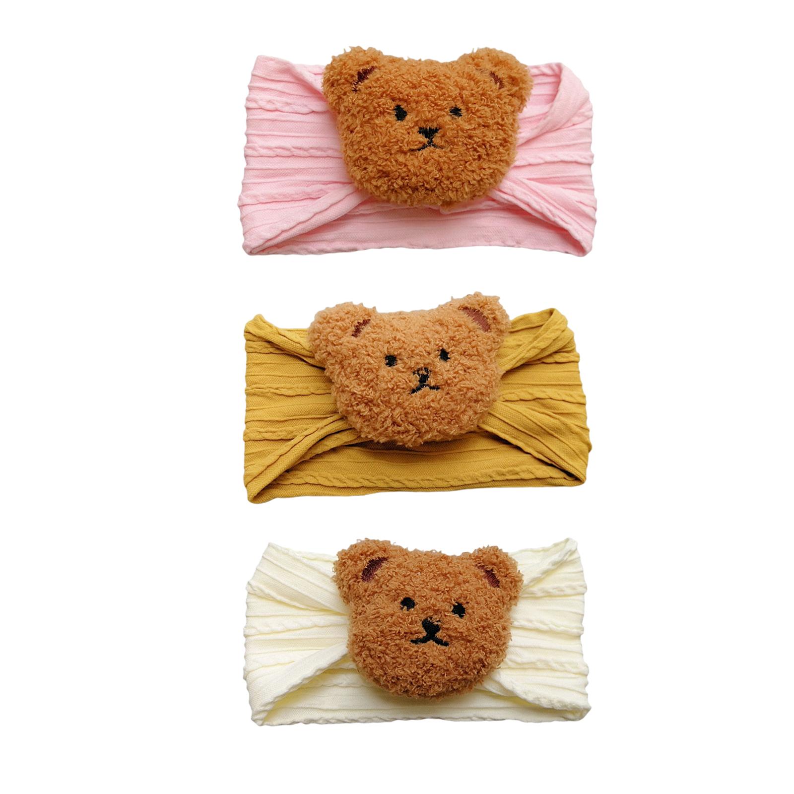 Baby Headband for Girls Children Stretchy Hair Band Headwrap with Bear Decor Soft Hairband Photography Props Hair Accessories