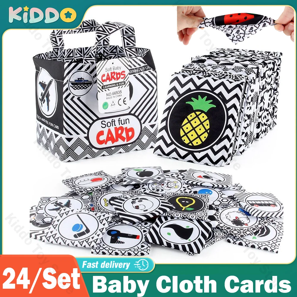 Baby Cloth Book Soft Black and White High Contrast Sensory Toys Toddlers Sensory Activity Fabric