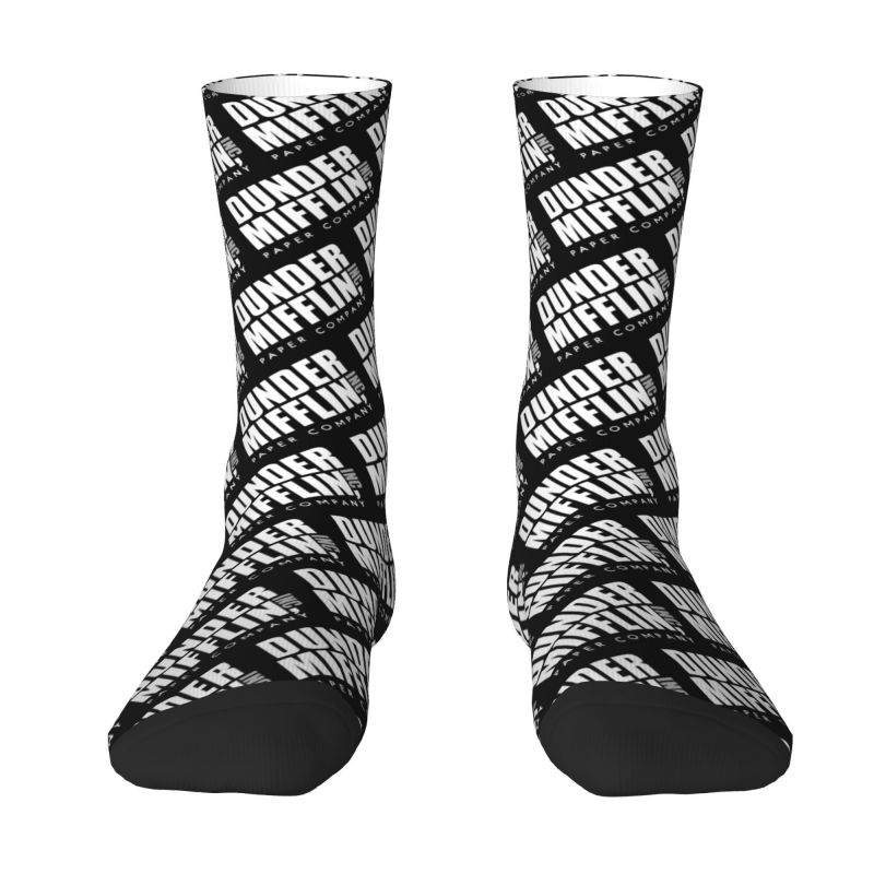 The Office TV Show Dunder Mifflin Paper Company Men Women Crew Socks Unisex Novelty Spring Summer Autumn Winter Dress Socks