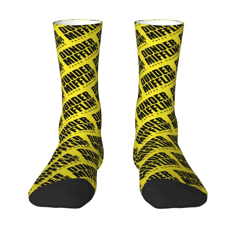 Novelty Men's Dunder Mifflin Paper Company Dress Socks Unisex Warm Comfortable 3D Print The Office TV Show Crew Socks
