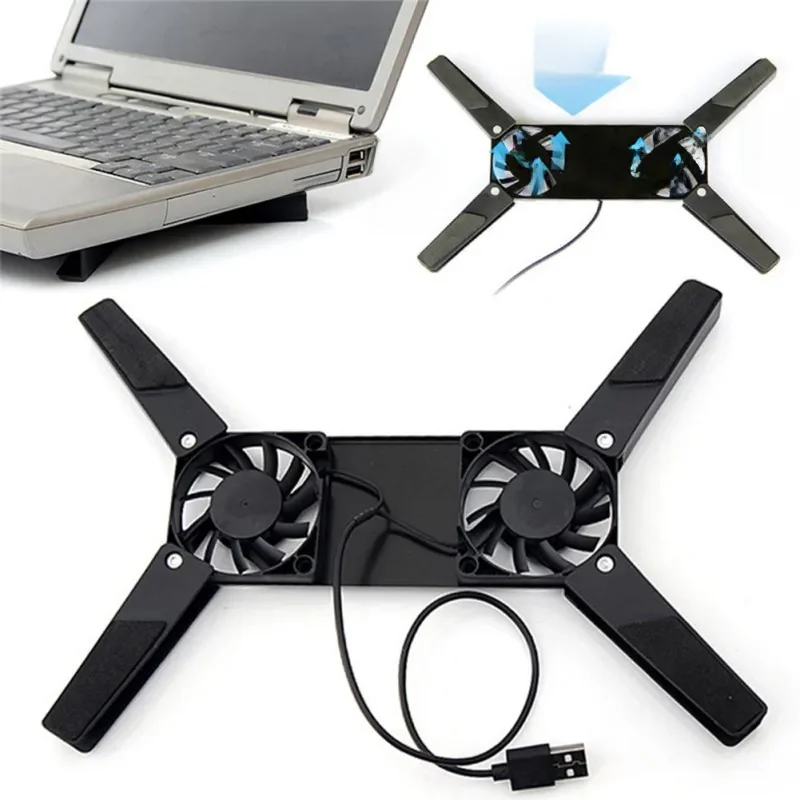 New Laptop Cooling Pad Laptop Cooler USB Powered Cooling Pad Bracket 2 Fans for Laptop Universal 7