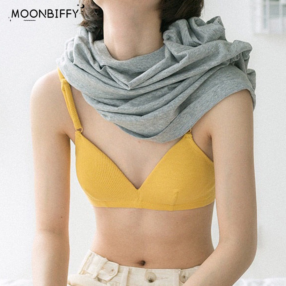 2022 New Triangle Cup No Steel Ring Bra Girl Sexy Deep V Thread Cotton Bikini Wrapped Bra Suspender Bandeau Bra