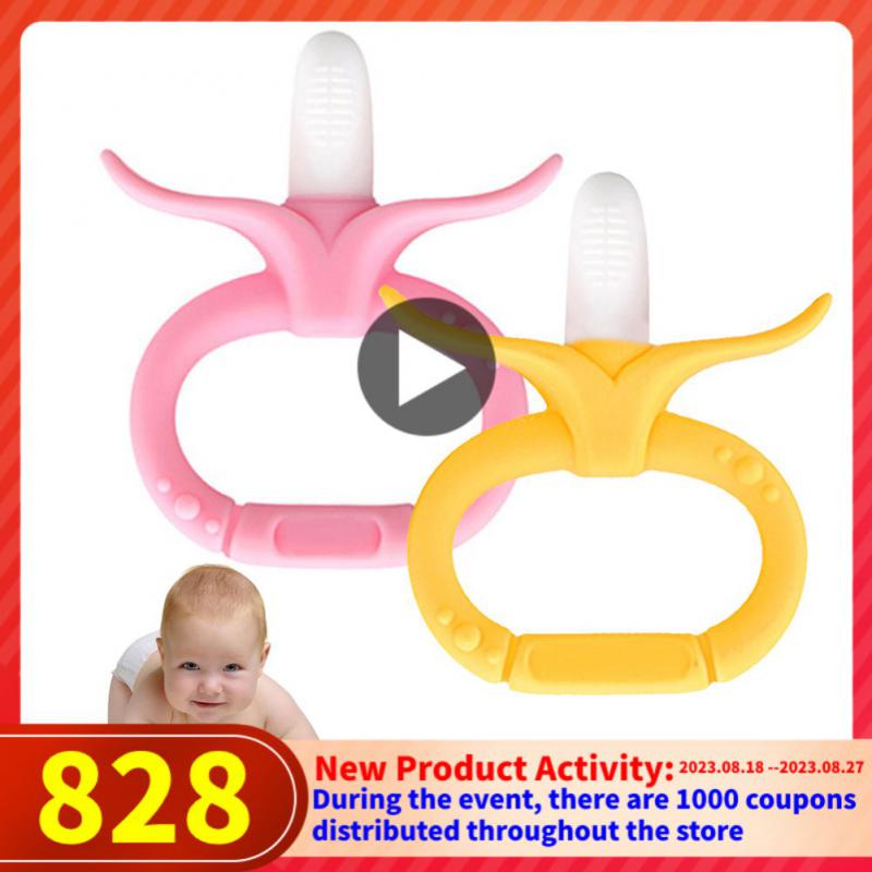 Baby Silicone Teether Cartoon Teether Accessories Newborn Chewable Nursing Mittens Teether Natural Stop Sucking Thumb Toy