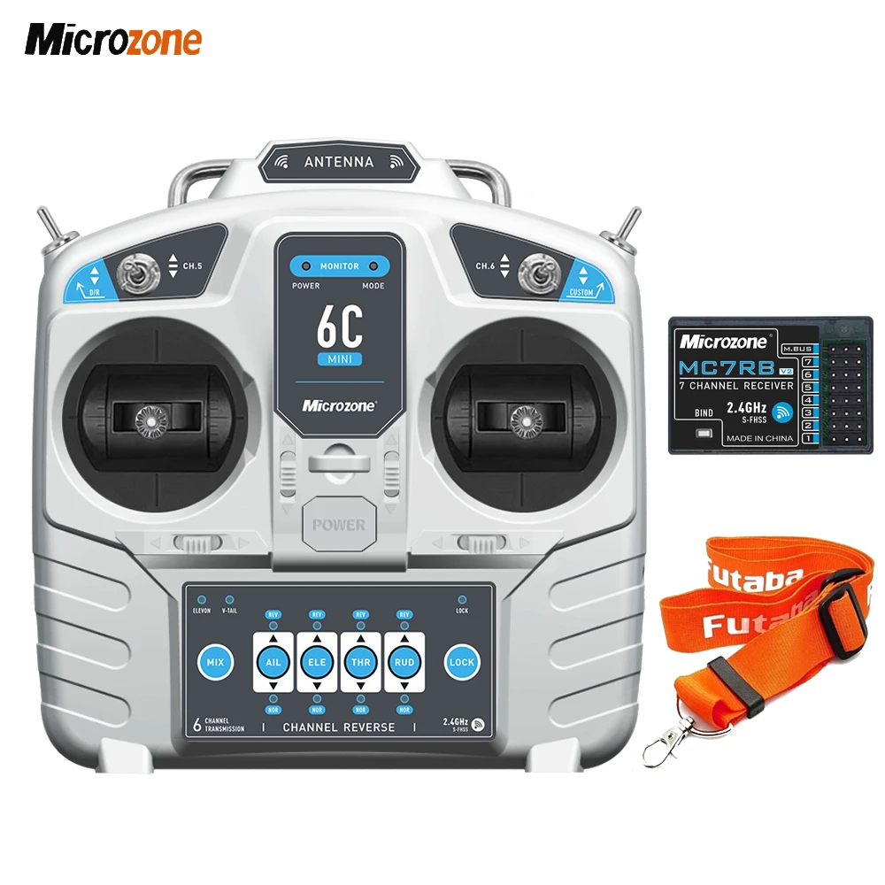 MicroZone MC6C 6C-Mini V2 2.4G 6CH Controller Transmitter MC7RB Receiver Radio System For RC Fixed