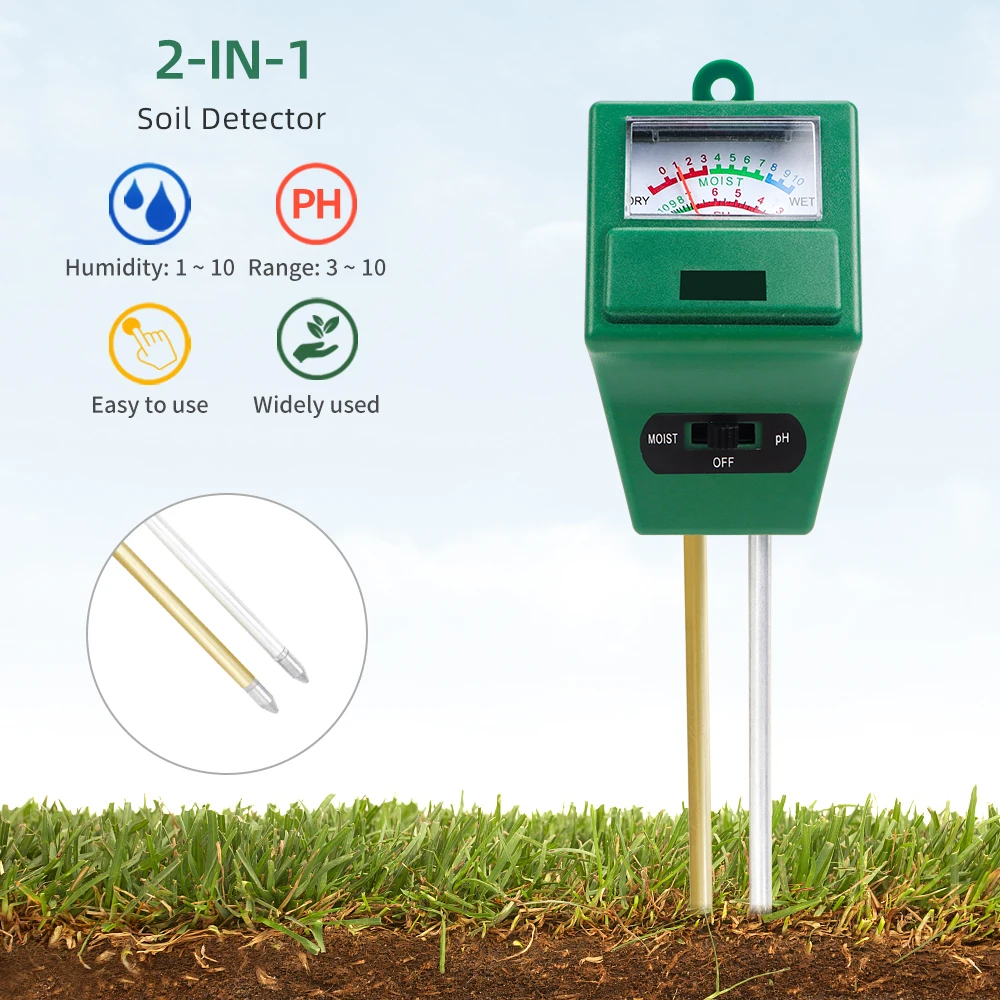 2 in 1 Soil PH Meter Acidity Humidity Test Garden Plants Soil Moisture Measurement Tool Professional
