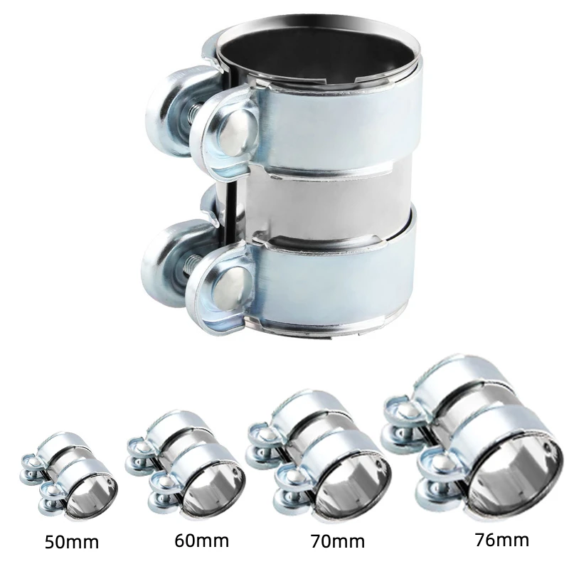42 45 51 55 60 65 70 76 MM Stainless Steel Exhaust Clamp Exhaust Tube Pipe Connector Joiner Sleeve