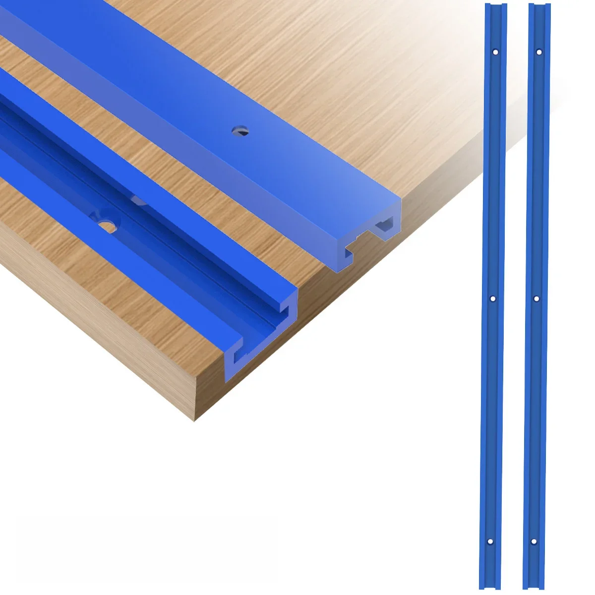 2Pc 500MM Double-Cut Profile T Track with Predrilled Mounting Holes For Table Saw Router Table