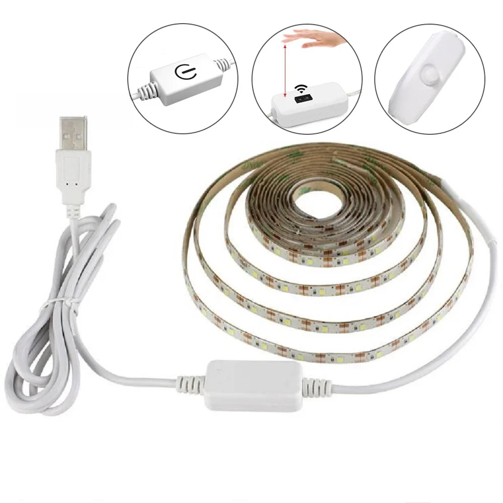 5V USB LED Strip With Hand Sweep Sensor/Touch Dimmer/ON OFF Switch 1M 5M Light Tape Decoration