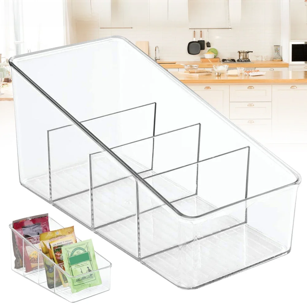 4 Layers Food Storage Containers Pantry Organizer Desktop Transparent Kitchen for PET Refrigerator
