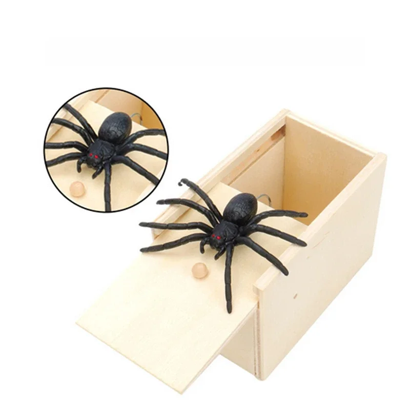 Wooden Prank Trick Practical Joke Home Office Scare Toy Box Gag Spider Kid Parents Friend Funny Play